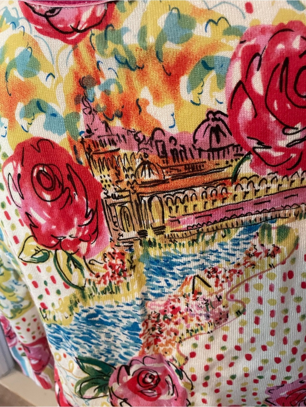 Anthropology Button up Sweater with Ribbon detail, Artsy, size L - Picture 5 of 11